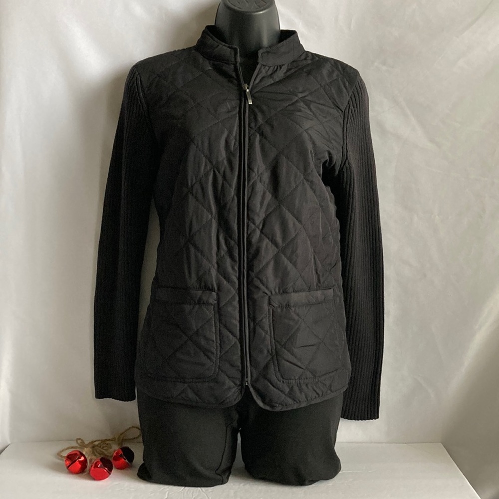 Croft & Barrow Zip-Up Knit/Quilt Sweater Size PS